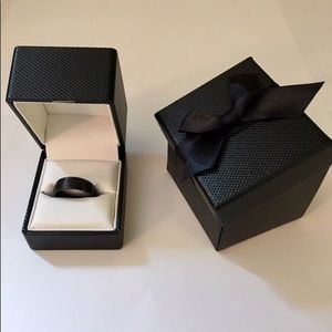Men’s black tungsten wedding band